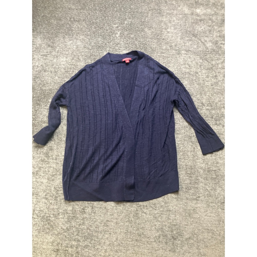 Merona Cardigan Sweater Womens Medium Navy Blue Soft Cozy Knit Open Front V-Neck